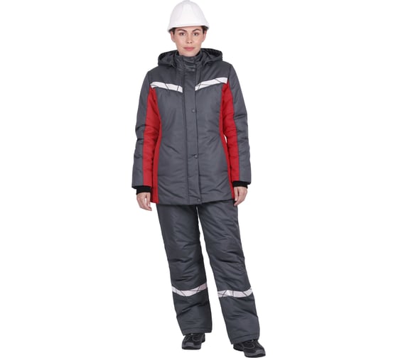 Куртка ГК Спецобъединение ВИРАЖ НЕО зимняя, темно-серая-красная, женская (120-124, 182-188) Кур 225/120/182 1