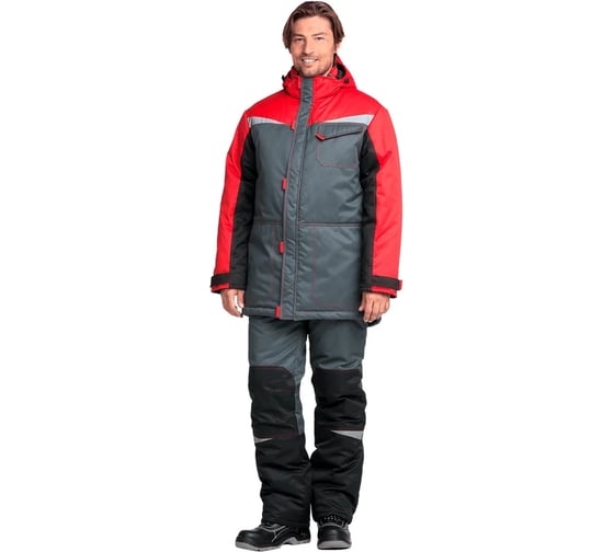 Костюм ГК Спецобъединение КМ-10 ЛЮКС зимний, серый-черный-красный (136-140, 194-200), компл, Кос 465/136/194 1