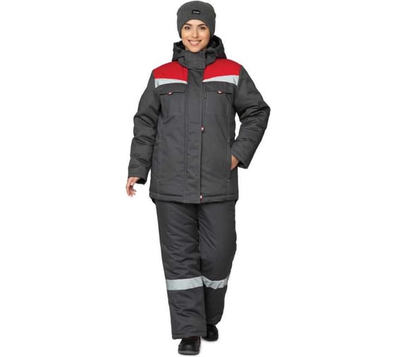 Куртка женская утеплённая Прабо Профессионал, тёмно-серый/красный, 80–84/158–164 (40/1) 58257