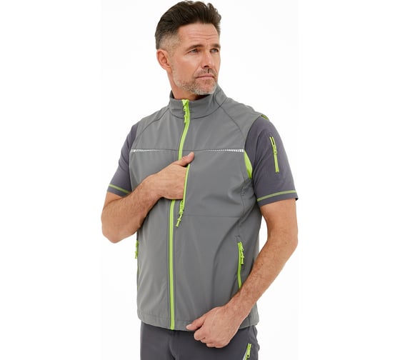 Жилет утепленный SoftShell мужской TRUD FITTER 2611, серый/салатовый, L (48/50) 4650581543975 01.216095/L