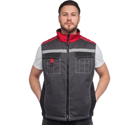 Утеплённый жилет с СОП Спрут ФОРМУЛА темно-серый с красной и черной отделкой, р. (48-50) 96-100 129580