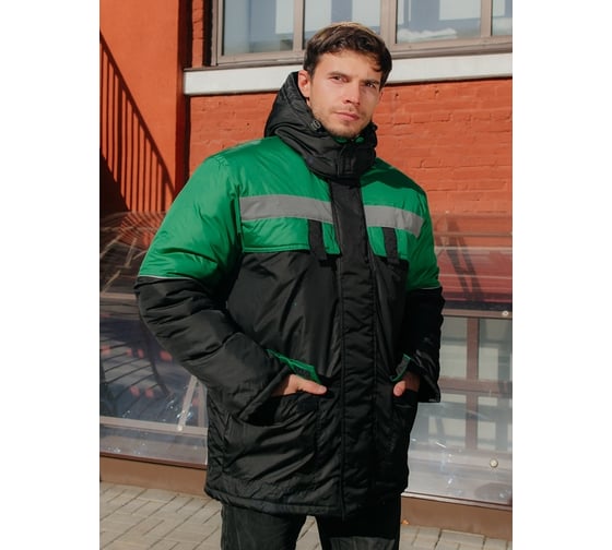 Куртка ООО ГУП Бисер Винтер GREEN, Дюспа, черный/зеленый/СВ, р-р 56-58 рост 182-188 4670132027679 1