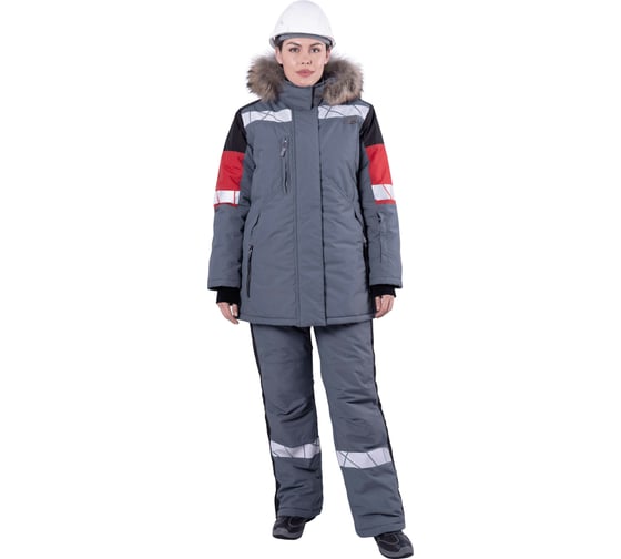 Зимняя куртка iForm ХАЙ-ТЕК SAFETY серый-красный-черный, женская Кур 237/104/170 1