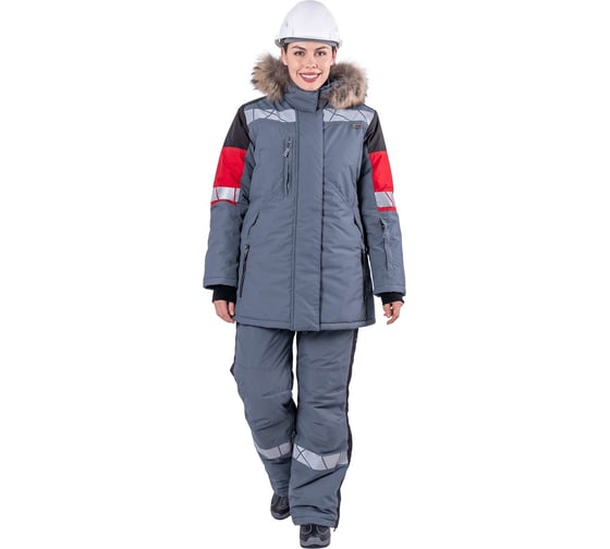 Зимняя куртка iForm ХАЙ-ТЕК SAFETY серый-красный-черный, женская Кур 237/80/158