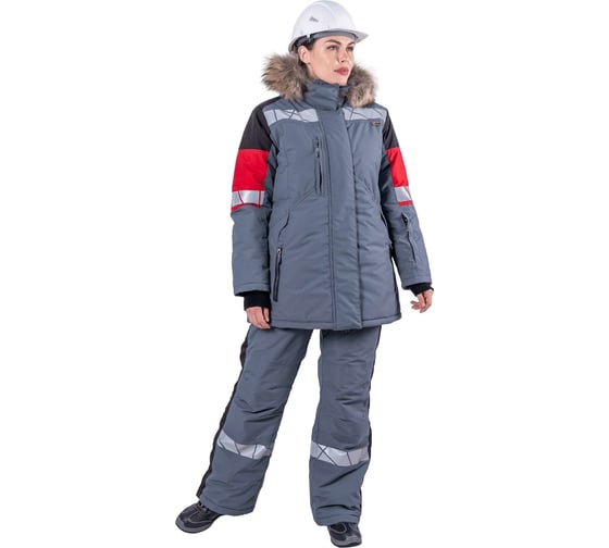 Зимняя куртка iForm ХАЙ-ТЕК SAFETY серый-красный-черный, женская Кур 237/80/158