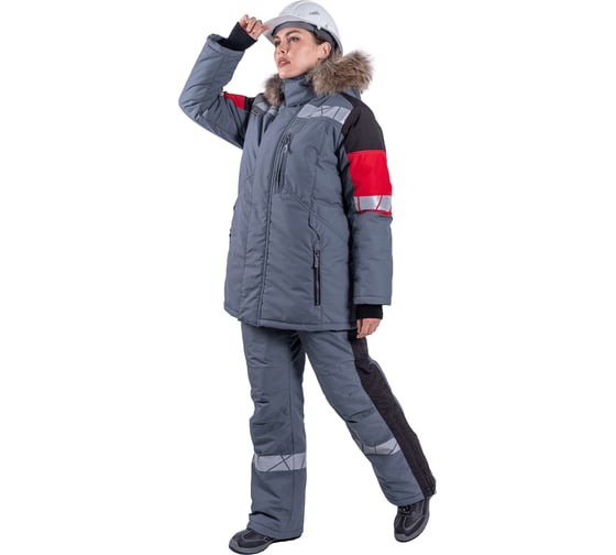 Зимняя куртка iForm ХАЙ-ТЕК SAFETY серый-красный-черный, женская Кур 237/80/158