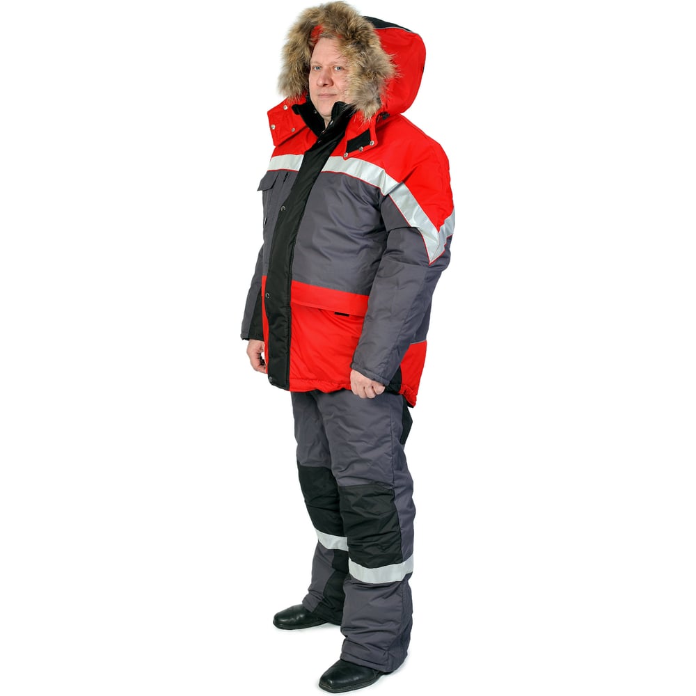 Мужской утепленный костюм АМПАРО Адмирал серый/красный/черный, р. 52-54 ...