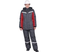 Зимняя женская куртка ГК Спецобъединение ВИРАЖ НЕО темно-серая/красная Кур 225/104/170