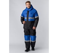 Зимний костюм с полукомбинезоном Мегрес-2 СОП Факел (ткань OxLine, 90) васильковый/черный; 52-54; 170-176 87468913.005