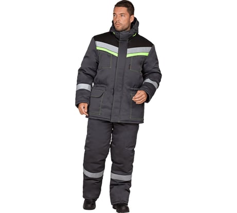 Утеплённый костюм ГК Спецобъединение УРЕНГОЙ серый-черный, размер 112-116, рост 170-176 Кос 314/112/170