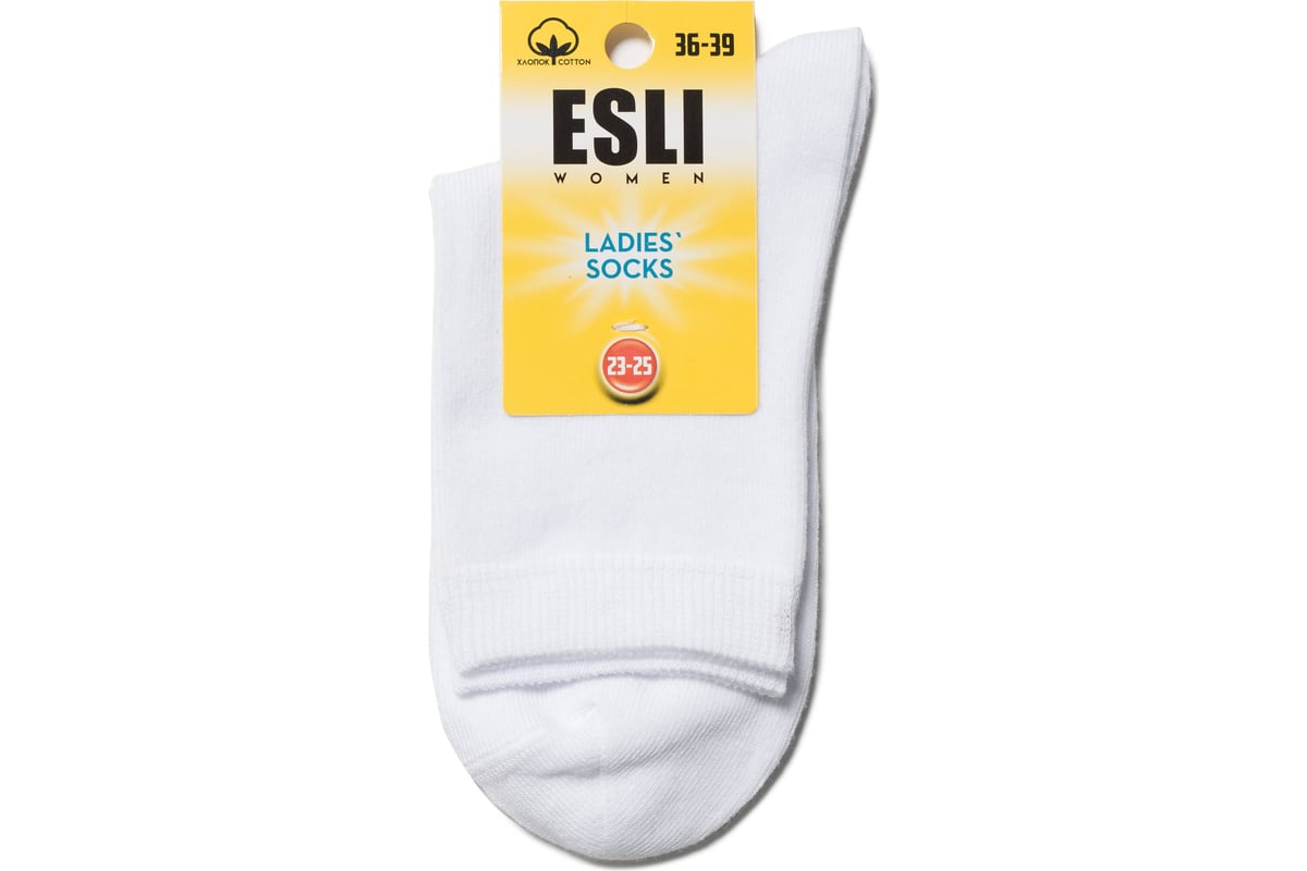 Хлопковые женские носки ESLI 19с-148спе, р. 23-25, 000 белый  1001321170030015000 - выгодная цена, отзывы, характеристики, фото - купить  в Москве и РФ