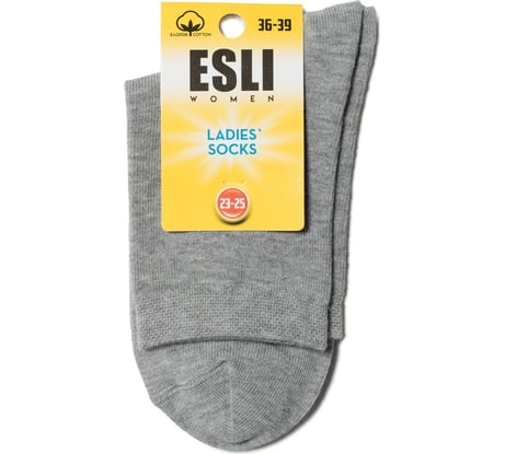 Хлопковые женские носки ESLI 19с-148спе, р. 23-25, 000 серый 1001321170030016000