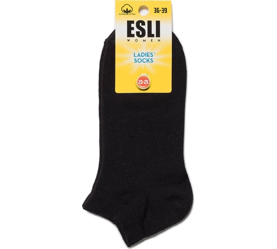 Хлопковые женские носки ESLI 19с-149спе, короткие, р. 23-25, 000 черный 1001321180030012000