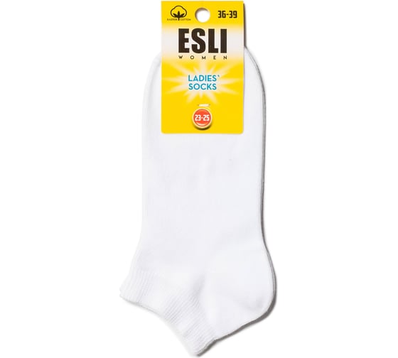 Хлопковые женские носки ESLI 19с-149спе, короткие, р. 23-25, 000 белый 1001321180030015000