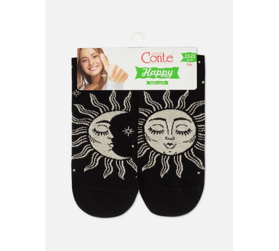Женские хлопковые носки Conte elegan t happy 18с-227сп, р.23-25, 355 черный 1001320870030012355