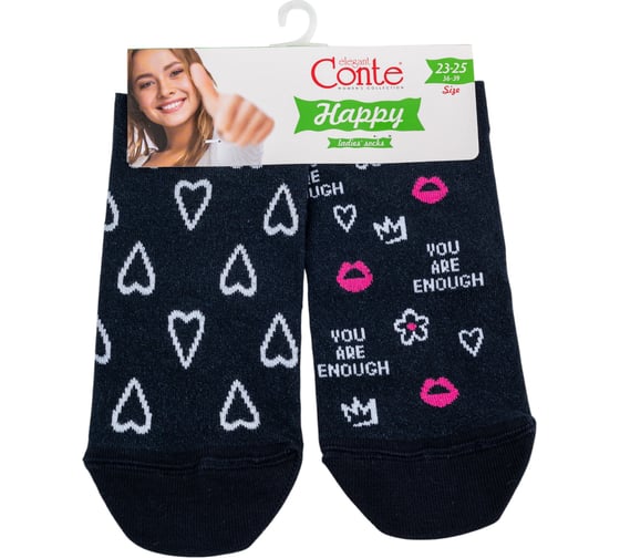 Женские хлопковые носки Conte elegan t happy 18с-227сп, р.23-25, 373 темно-синий 1001320870030027373 1
