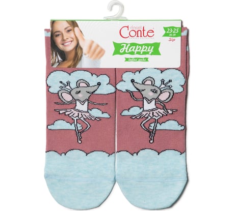 Женские хлопковые носки Conte elegan t happy 18с-227сп, р.23-25, 154 пепельно-розовый 1001320870030215154