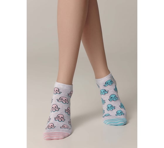 Хлопковые женские носки Conte elegan T HAPPY 19С-114СП, р.23-25, 352 светло-серый 1001321120030154352