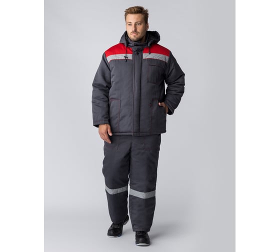Зимний костюм с полукомбинезоном ФАКЕЛ Партнер, темно-серый/красный, р. 44-46; 170-176 87477029.001 1