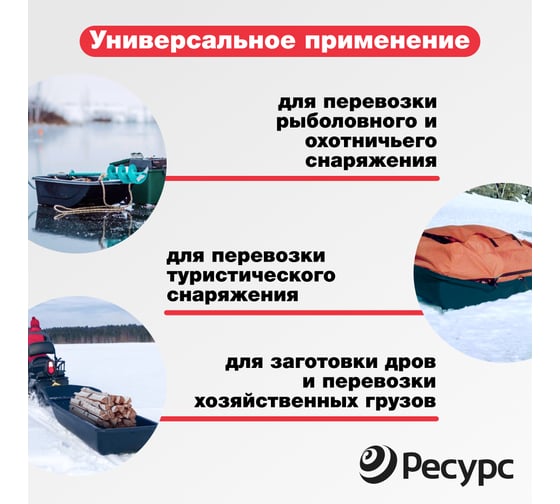 Сани-волокуши Ресурс 1450 стандарт, обвязка, дышло, демпфер, накладки 8мм, 20713
