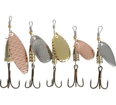 Набор блесен AZOR FISHING 5 шт., в пластиковой коробке, 3-7 грамм 145-178
