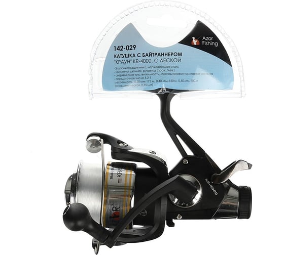 Катушка с байтраннером AZOR FISHING  Краун KR-40, 3п.п, c леской 0.35мм 142-029
