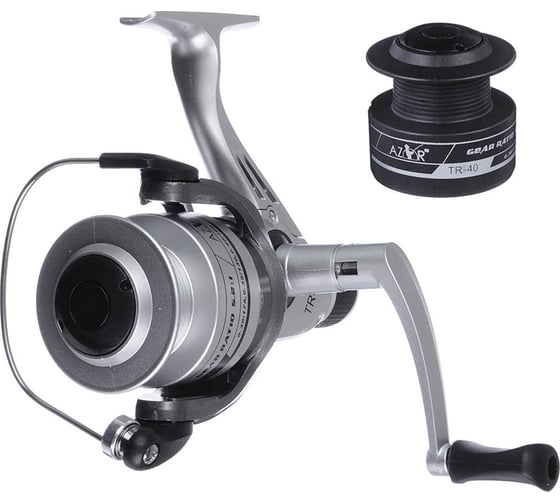Безынерционная катушка AZOR FISHING с задним фрикционом Тур TR-40, 1п.п, 2 шпули: пластик 142-010