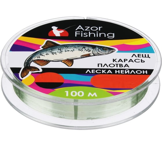 Леска AZOR FISHING Лещ, Карась, Плотва, нейлон, 100м, 0.37мм, 16.0кг, зеленая 144-011