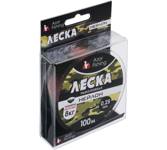 Леска AZOR FISHING камуфляж, нейлон, 100м, 0.25мм, 8.0кг 144-082