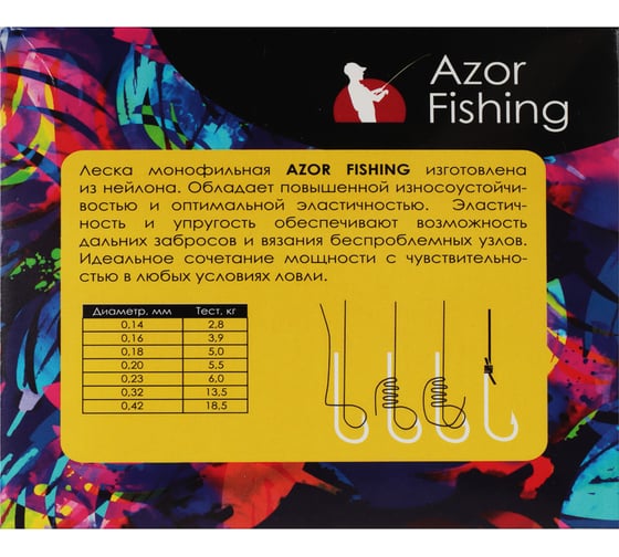 Леска AZOR FISHING Щука,Окунь, Судак, нейлон, 100м, 0.42мм, 18.5кг, светло-голубая 144-004