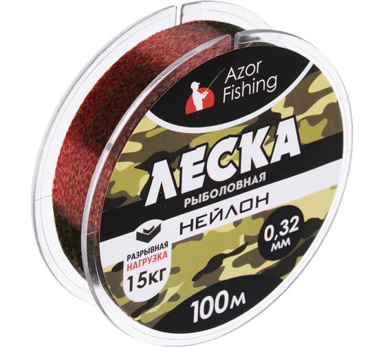 Леска FISHING камуфляж, нейлон, 100м, 0.32мм, 15.0кг 144-083