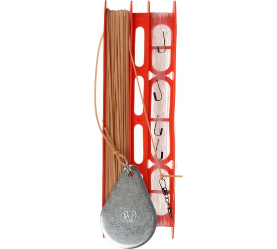 Донная оснащенная снасть AZOR FISHING 30 м/крючок, 5 шт/резинка, 10 м/груз, 80г/карабин 2 шт 338-081