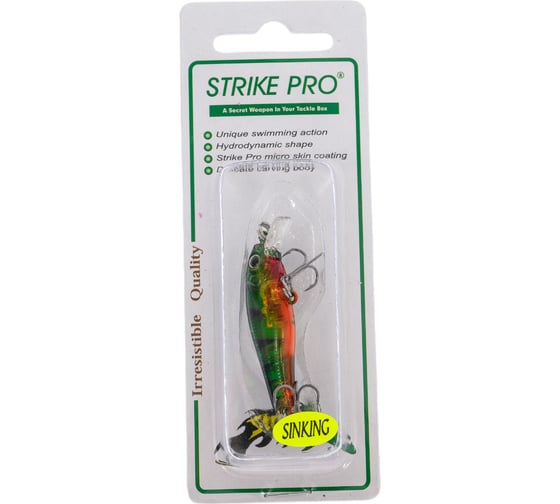 Воблер Strike Pro Quick Minnow 40 S цвет: A102G Transparent Perch JS-238#A102G