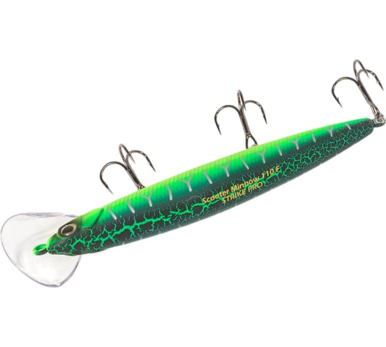 Воблер Strike Pro Scooter Minnow 110F цвет: A223S-RP Pearl Mat Tiger EG-186F#A223S-RP
