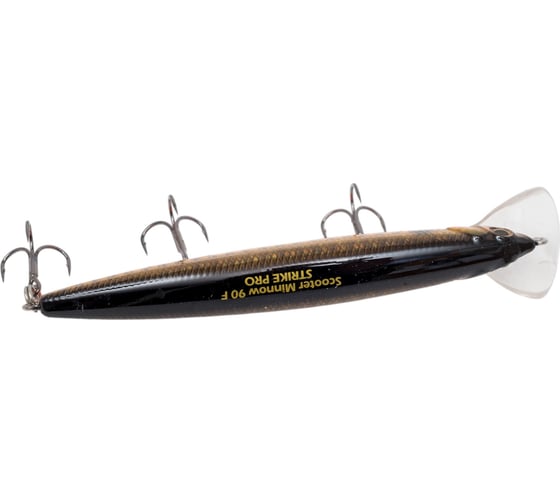 Воблер Strike Pro Scooter Minnow 90F цвет: 613-713 Black Back Smoked OB EG-186AF#613-713