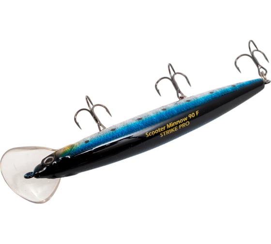 Воблер Strike Pro Scooter Minnow 90F цвет: A234-SBO-LU Blue Back Silver OB Fluo EG-186AF#A234-SBO-LU