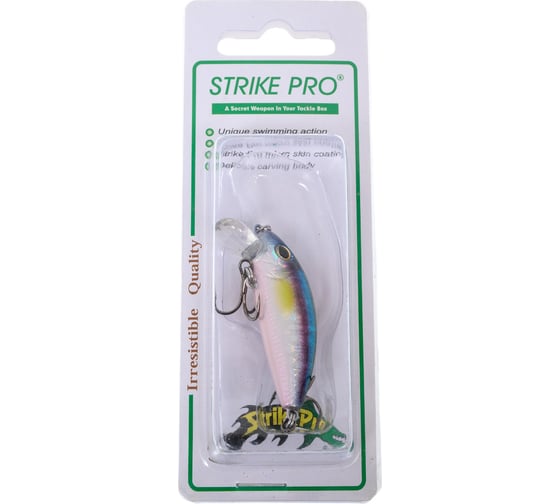 Воблер Strike Pro Mustang Minnow 45 цвет: A210-SBO-RP Rainbow Ghost Wakasagi MG-002F#A210-SBO-RP