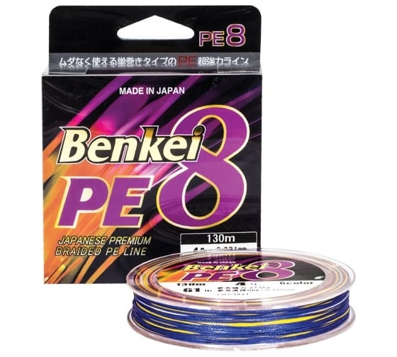 Шнур Benkei PE8, 130м, 6 цветов #3, 0.285мм, 23кг BS8BL130-6C3