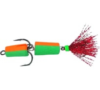 Мандула 2 цвета красный хвост люрекс оранжевый+зелёный 08-003-15