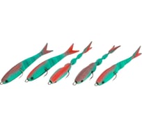 Поролоновая неогруженная с перфорацией рыбка, двойник Saikyo, 11 см, зелёный, 5 шт. 02-019-03