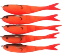 Поролоновая неогруженная с перфорацией рыбка, двойник Saikyo, 11 см, оранжевый, 5 шт. 02-019-04