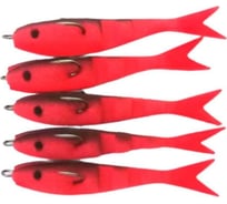 Поролоновая неогруженная с перфорацией рыбка, двойник Saikyo, 11 см, малиновый, 5 шт. 02-019-05