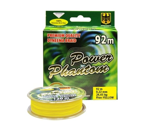 Шнур Power Phantom 4x, 92м, желтый, 0,16мм, 16.75кг 2092240_01692 1