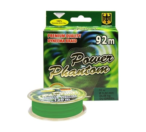 Шнур Power Phantom 4x, 92м, зеленый, 0,22мм, 24.45кг 2092205_02292