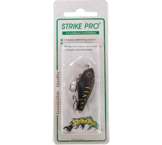 Воблер Strike Pro Крэнк Funky-X Crank, Medium Trank 36F, цвет: A208S Black Mat Tiger EG-239#A208S