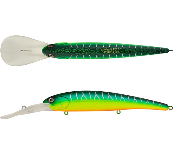 Воблер Strike Pro Минноу Hooligan Deep Diver 120, цвет: A223S-RP Pearl Mat Tiger EG-220L#A223S-RP