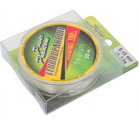Леска Power Phantoм Fluorocarbon, 7,0 0.45мм, 15.3 кг, прозрачный, 30м PPF30045