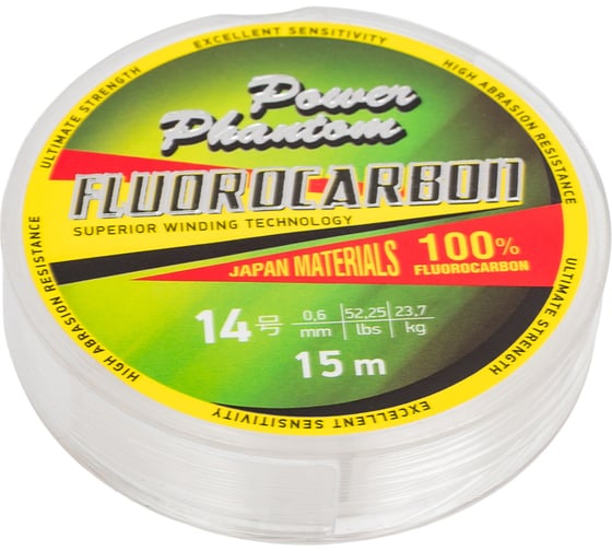 Леска Power Phantoм Fluorocarbon, 14,0 0.6мм, 23.7 кг, прозрачный, 15м PPF15060