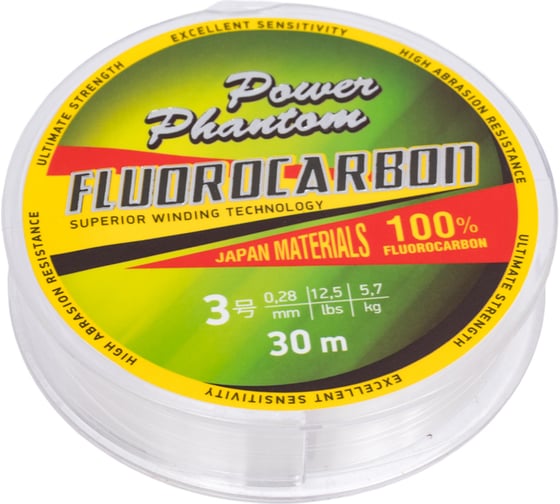 Леска Power Phantoм Fluorocarbon, 3,0 0.28мм, 5.7 кг, прозрачный, 30м PPF30028