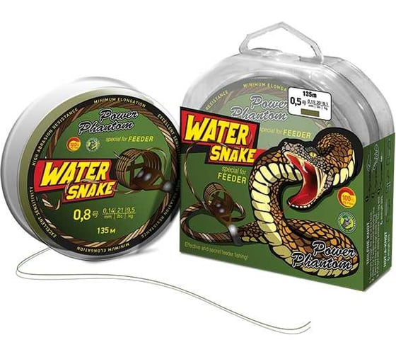 Шнур Power Phantom WaterSnake PE 135 м, защитно-зеленый, 0.8 8,1кг, 0.14 мм PPPEWSG13508 1